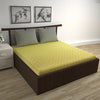 Divine Casa 144 TC 100% Pure Cotton Double Bedsheet with 2 Pillow Covers Ikat Diamond Print Colour Mustard Yellow