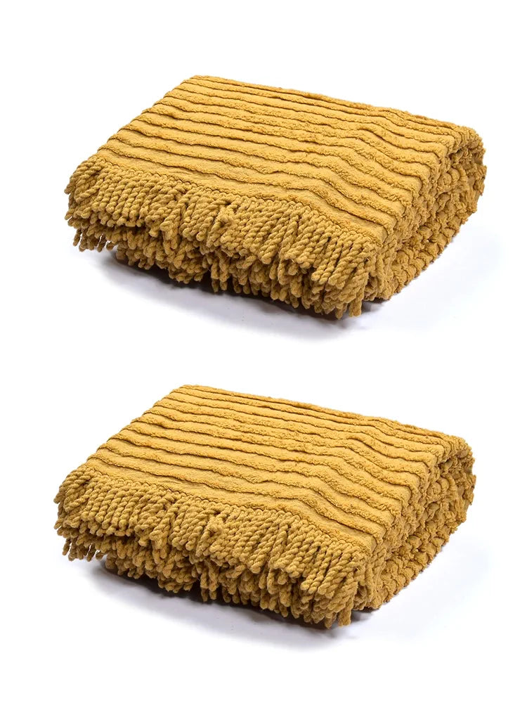 Saral Home Barkha Stripe Cotton 2 Seater Sofa Throw Colour Beige