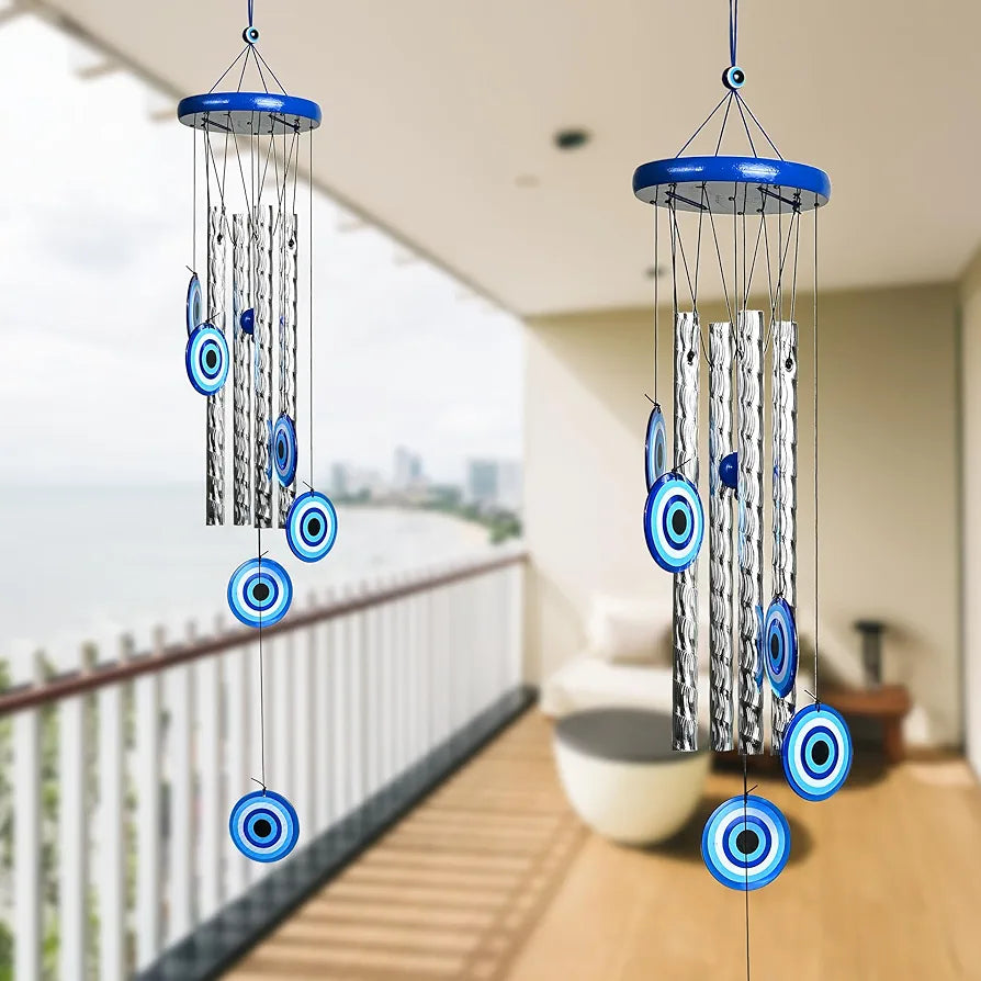 Zaicus Turkish Evil Eye Wind Chimes 4 Pipes Wind Chime-015