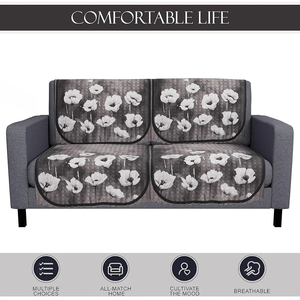 Kuber Industries Set of 4 Durable 2 Seater Sofa Cover for Living Room Lotus Print Green