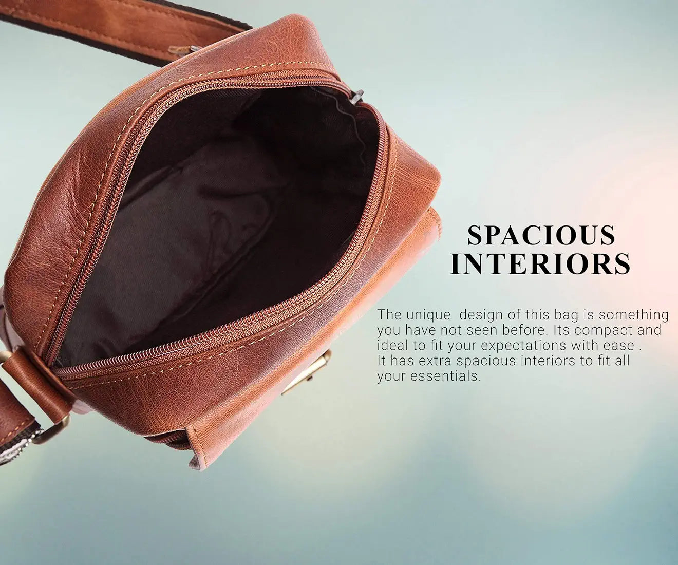 WildHorn Leather Sling Messenger Bag for Men I Multipurpose Crossbody Bag I Travel Bag with Adjustable Strap I Utility Bag I Dimension : L-6 inch W-2.7 inch H-8.5 inch