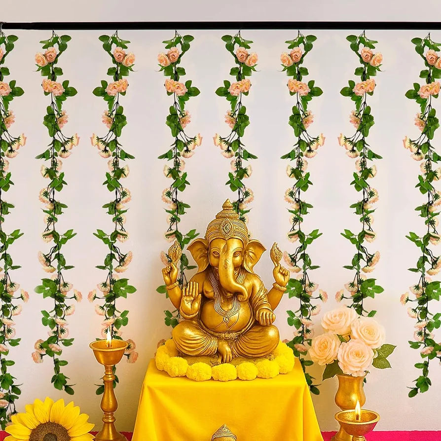 Artificial Flower Vine Garland Creeper 69 Small Rose  Garland for Decoration Pack of 2