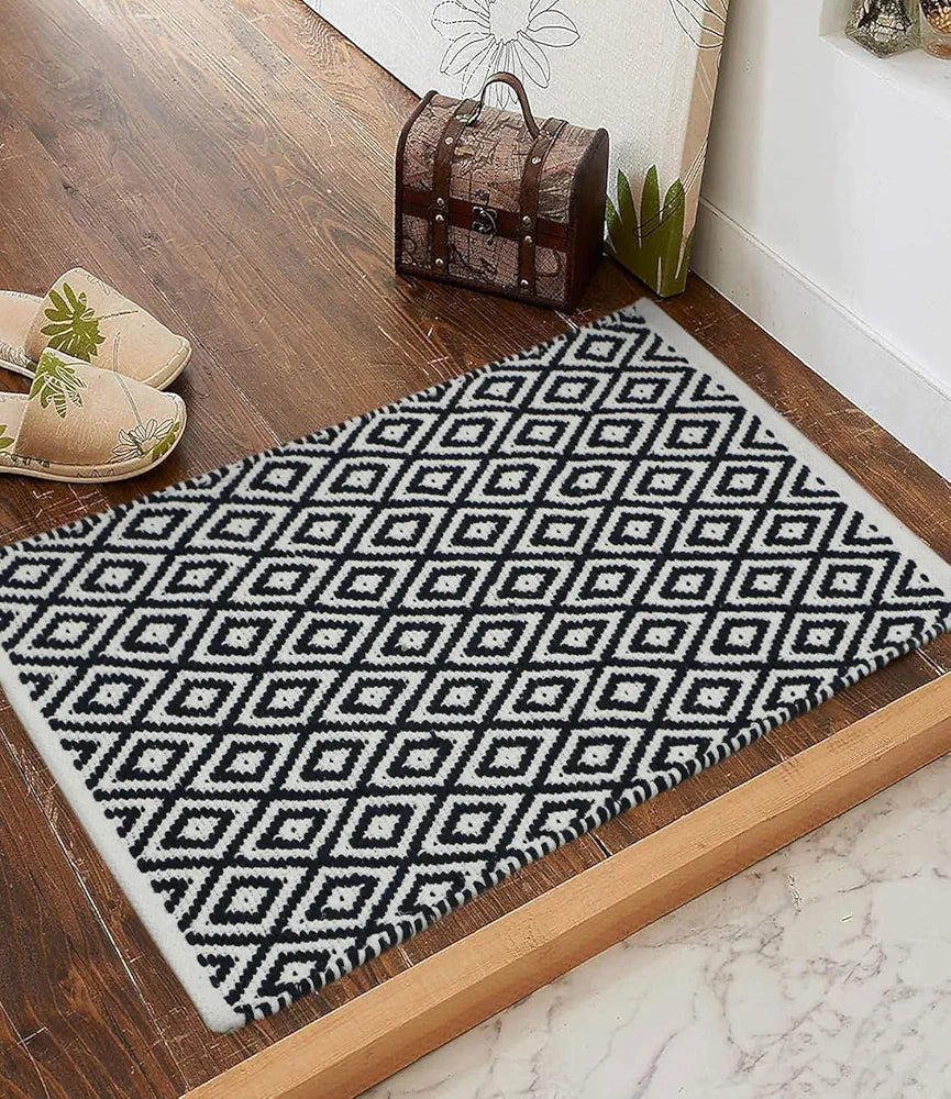 The Home Talk Weaved Cotton Rectangular Carpets Contemporary Decorators Area Rugs Navy