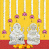 Handmade MDF Wood Lotus Mogra Bell Style Hanging Decor Floral Wall Hangings 2.5 Feet Pack of 7