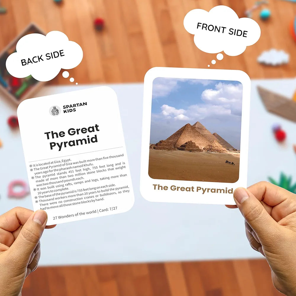 SPARTAN KIDS Wonders of The World Creative_Thinking Flash Cards for Kids | 27 Early Learning Flash Cards Easy & Fun Way of Learning 1 Year to 6 Years Babies