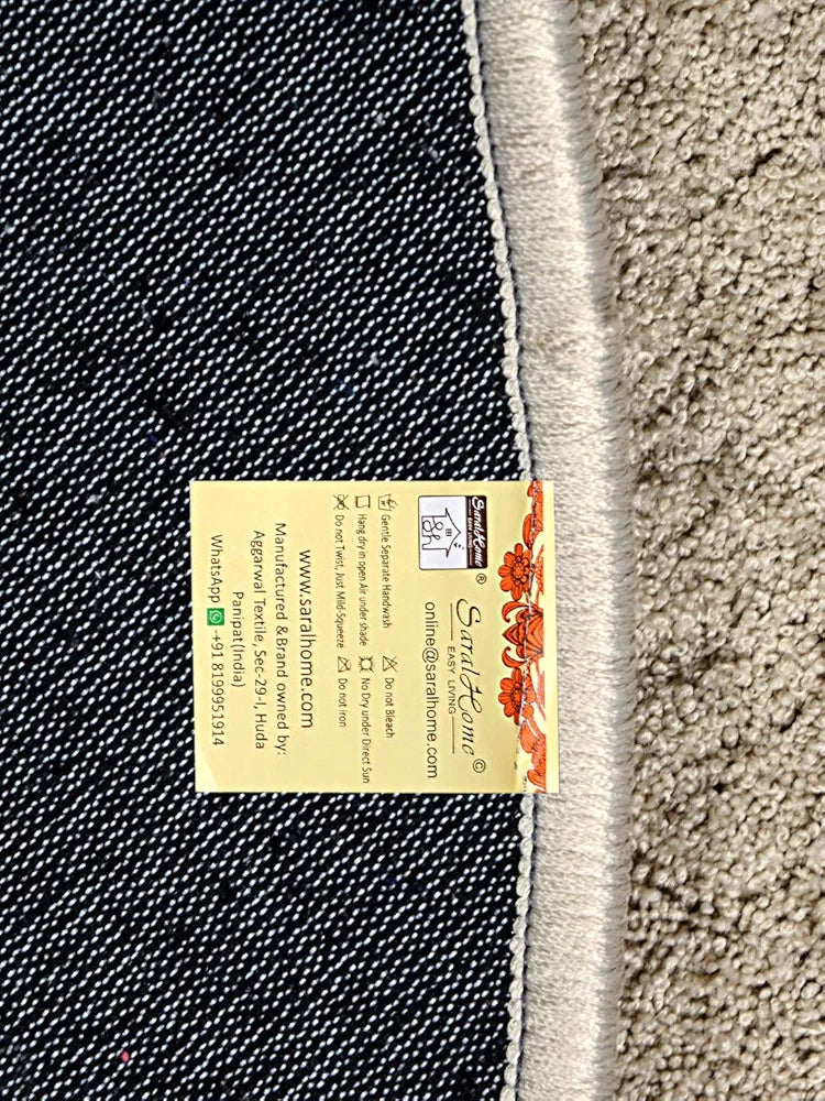 Saral Home Neo Shaggy Yarn Anti-Skid Round Mats Colour Beige