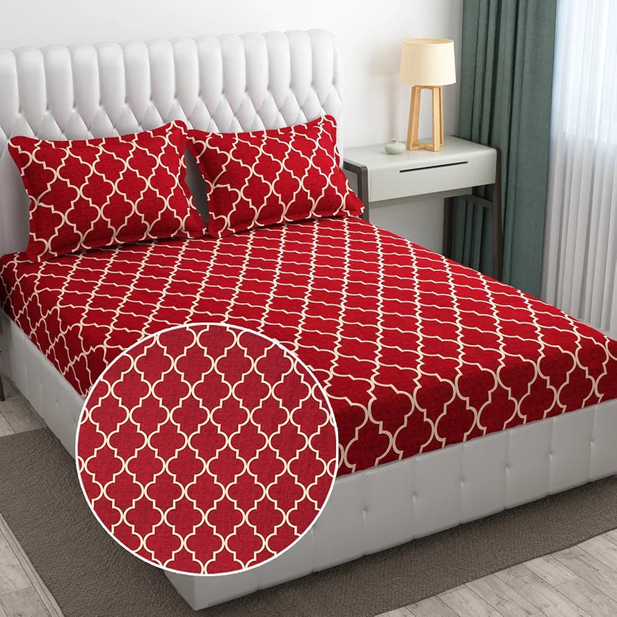 Fresh From Loom Bedsheet Hypoallergenic Wrinkle Free Bed Sheets With 2 Pillow Covers 144 TC Maroon Vector