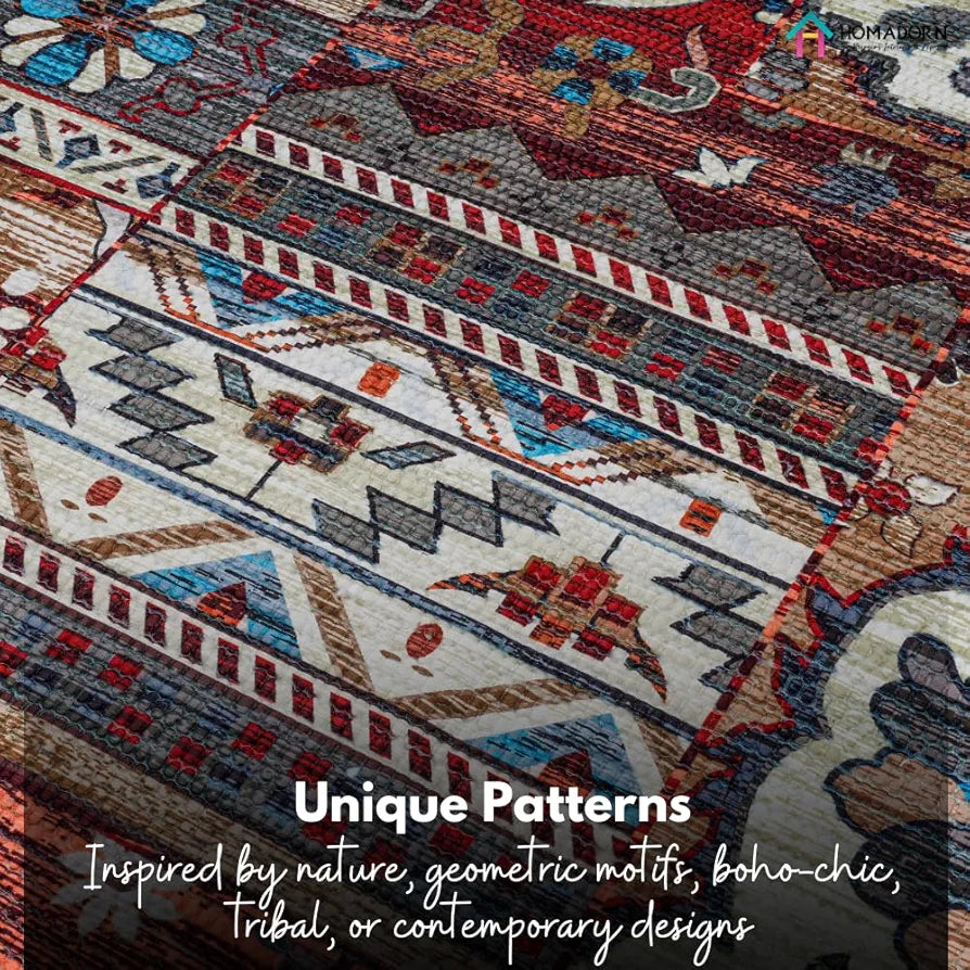 Homadorn Handmade Printed Modern Dhurrie/Rugs/Carpet Colour Multicolor