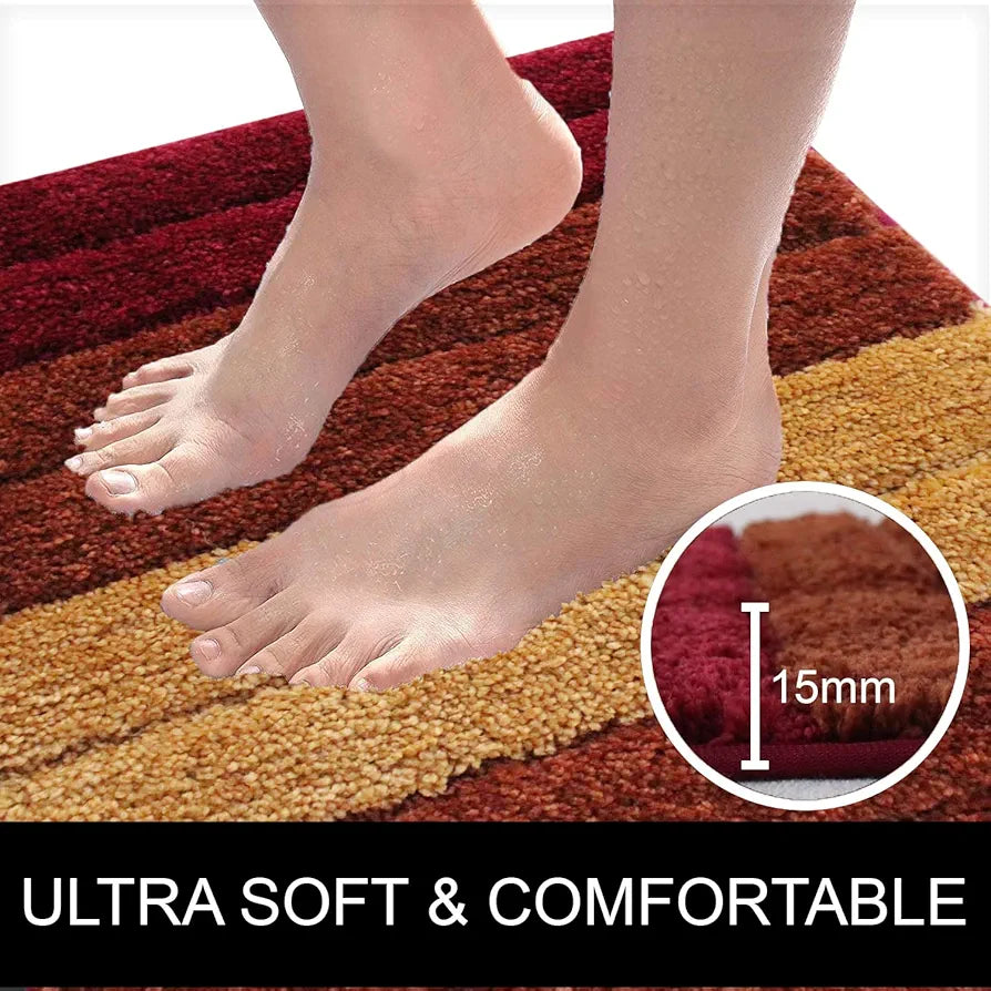 Luxe Home International Microfiber Rectangular Bath mat Soft Anti Slip Skid Luxury Mats 40X60 Cm Cherry (Pack of 2)