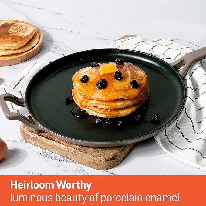 Meyer Enamel Cast Iron Dosa Tawa | Iron Tawa |Dosa Pan Cookware for Kitchen 28cm Grey