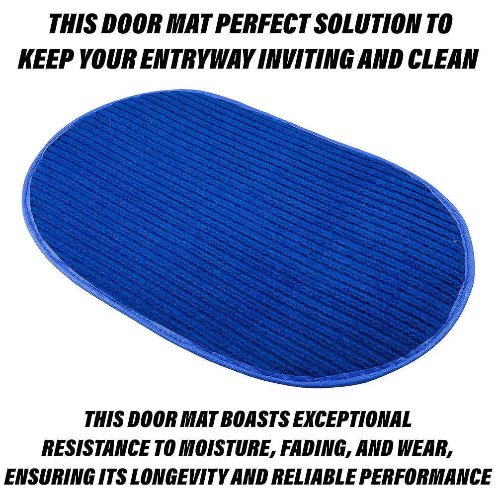 Kuber Industries Door Mat Oval Shape Door Mat Door Entrance Mat Blue Colour