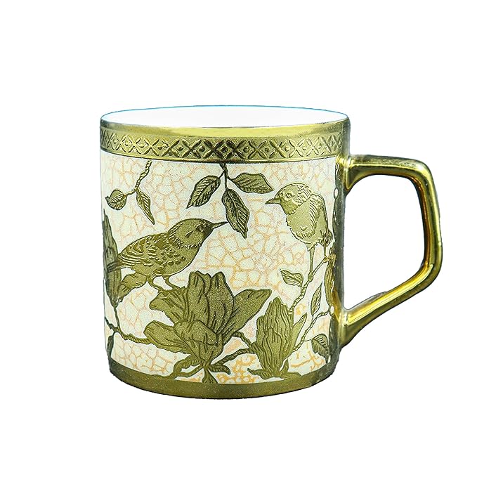 Femora Bone China Gloden Tea Cup | Weaver Love Glod | 160 Ml | Gold