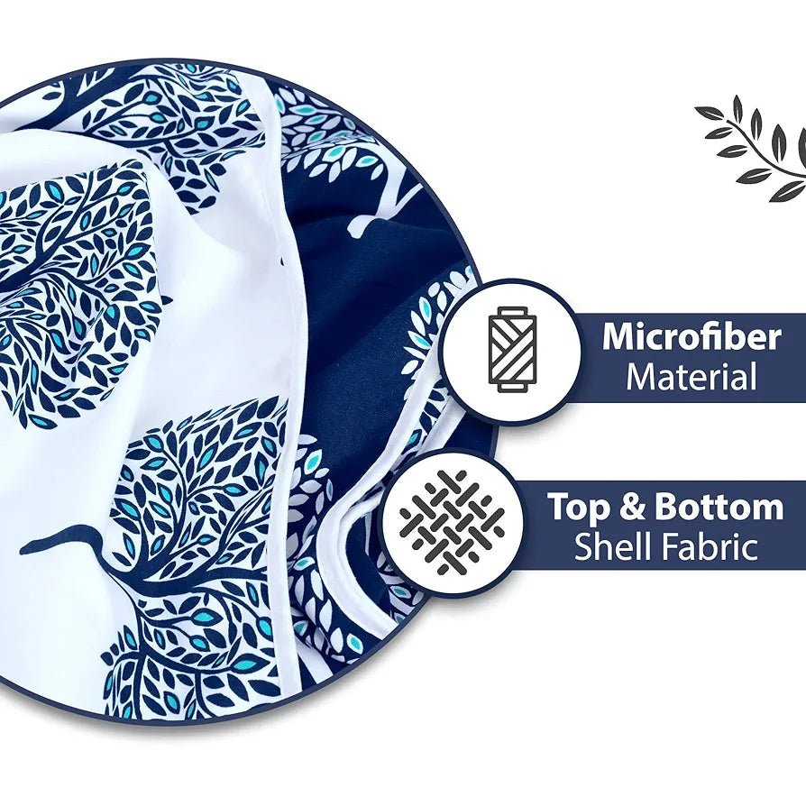 Divine Casa 120 GSM Microfiber Single Kids Dohar Soft & Lightweight Throw Blanket Tree Motif Pattern Colour Navy Blue & White