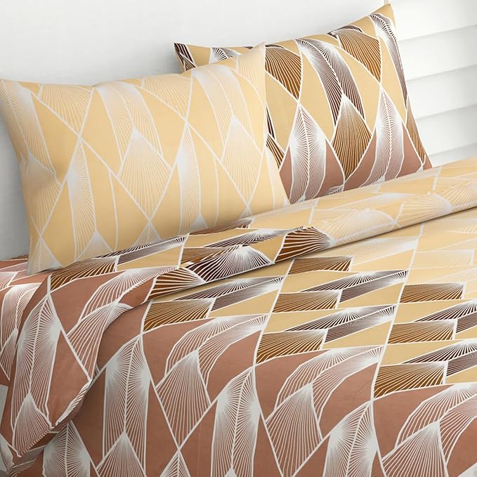 Haus & Kinder Cotton Queen Size Bedsheet For Double Bed (90 X 100 Inches) With 2 Pillow Covers | 144 Tc Bed Sheet Sleek Strokes
