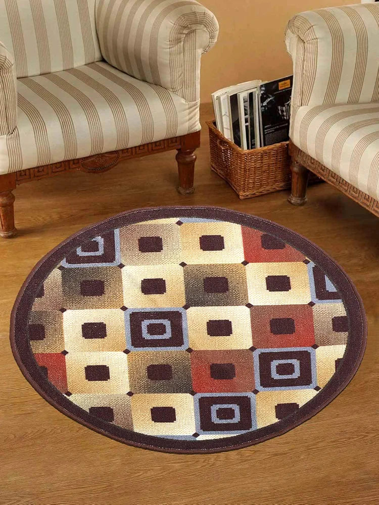 Status Contract Nylon Floor Round Carpet Mats for Living Room Dining Room Bathroom Hall Restaurant with Anti Skid Backing