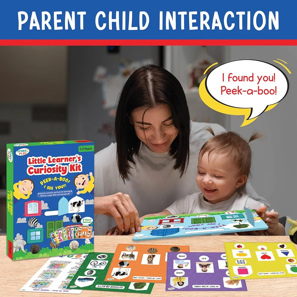 SparkLPlay Busy Book for Toddlers 1–3 | Peek A Boo Curiosity Kit | Montessori Activity Binder & Educational Toy | Learn Body Parts, Shapes, Emotions, Sounds | Birthday Gift for Boys & Girls Ages 1–3