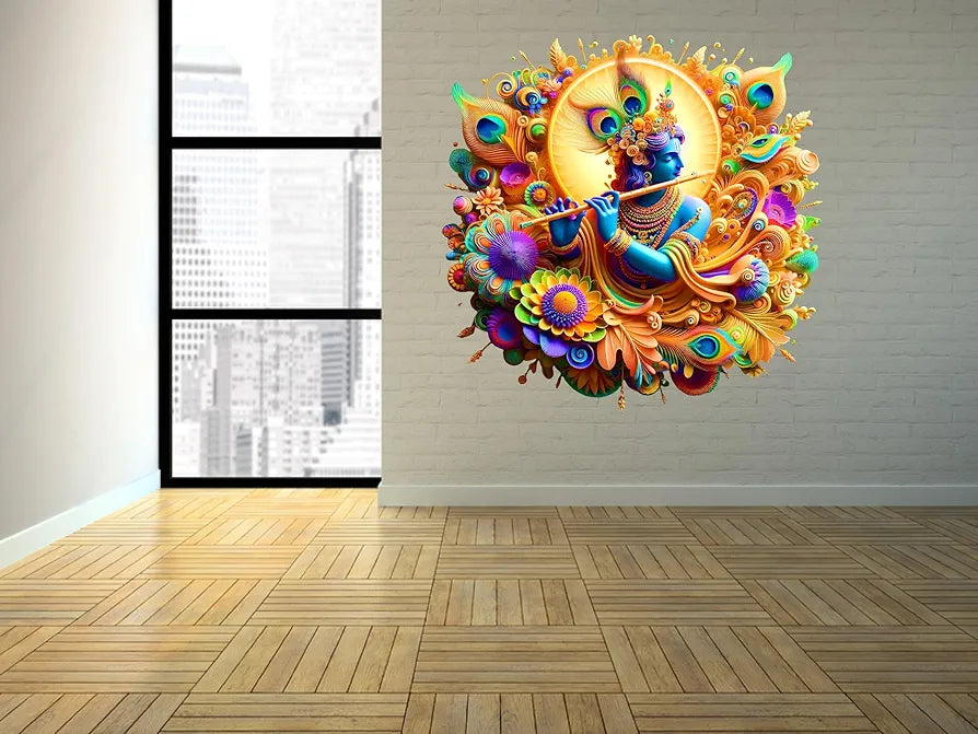 Rng Graphics Pvc Vinyl Little Krishna Wall Self Adhesive Sticker krishna Wall Sticker Multicolor 45 Cm X 45cm DW-122L