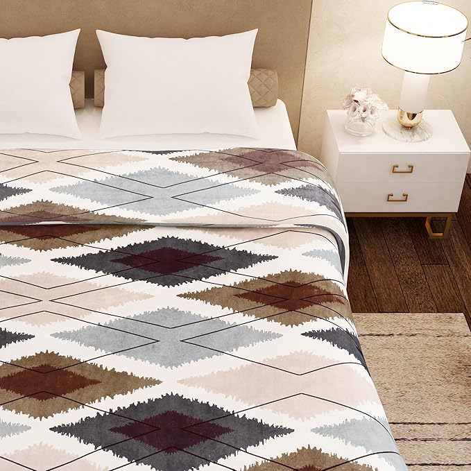 Story@Home Blanket Polyester All-Season AC Comforter Double Bed Blanket White & Grey
