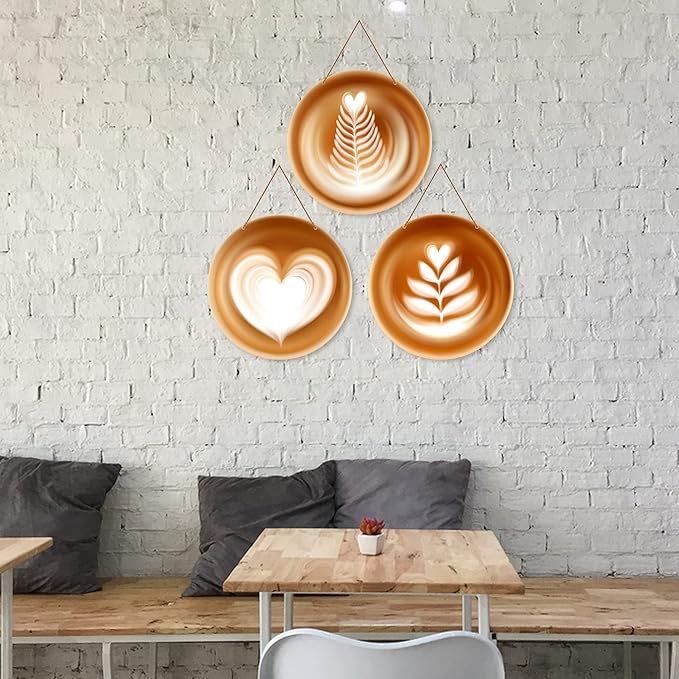 Artvibes Coffee Latte Art Wood Wall Hanger for Home Decor