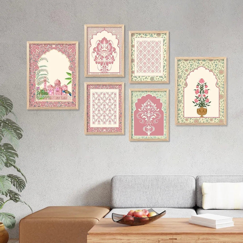 Kotart Madhubani Art Paintings with Frame Pack of 6 A