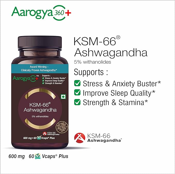 Aarogya360 KSM-66 Ashwagandha - 60 caps