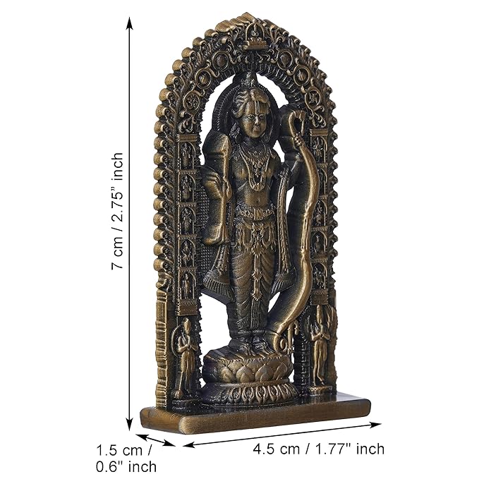 Ecraftindia Golden Metal Handcrafted Shri Ram Statue Holding Bow & Arrow | Ayodhya Ram Lalla Idol