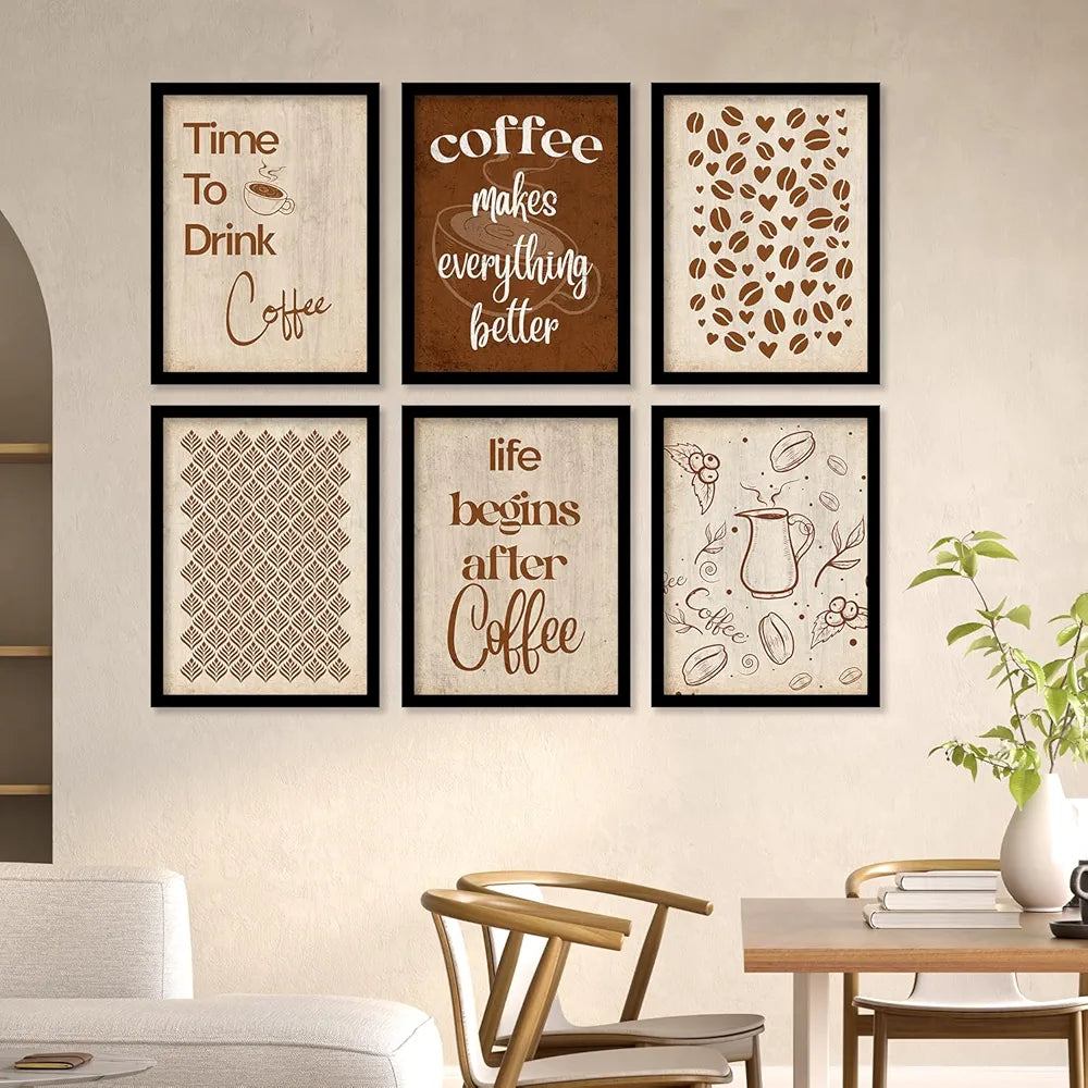 Kotart Wood Time To Drink Coffee Restaurant Quotes Posters With Frame For Kitchen