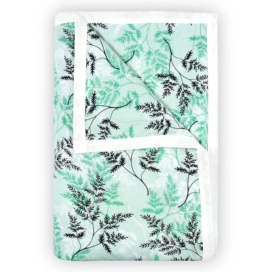 Divine Casa Floret 100% Cotton Double Dohar 120 GSM Soft & Lightweight Throw Blanket Colour Beach Glass