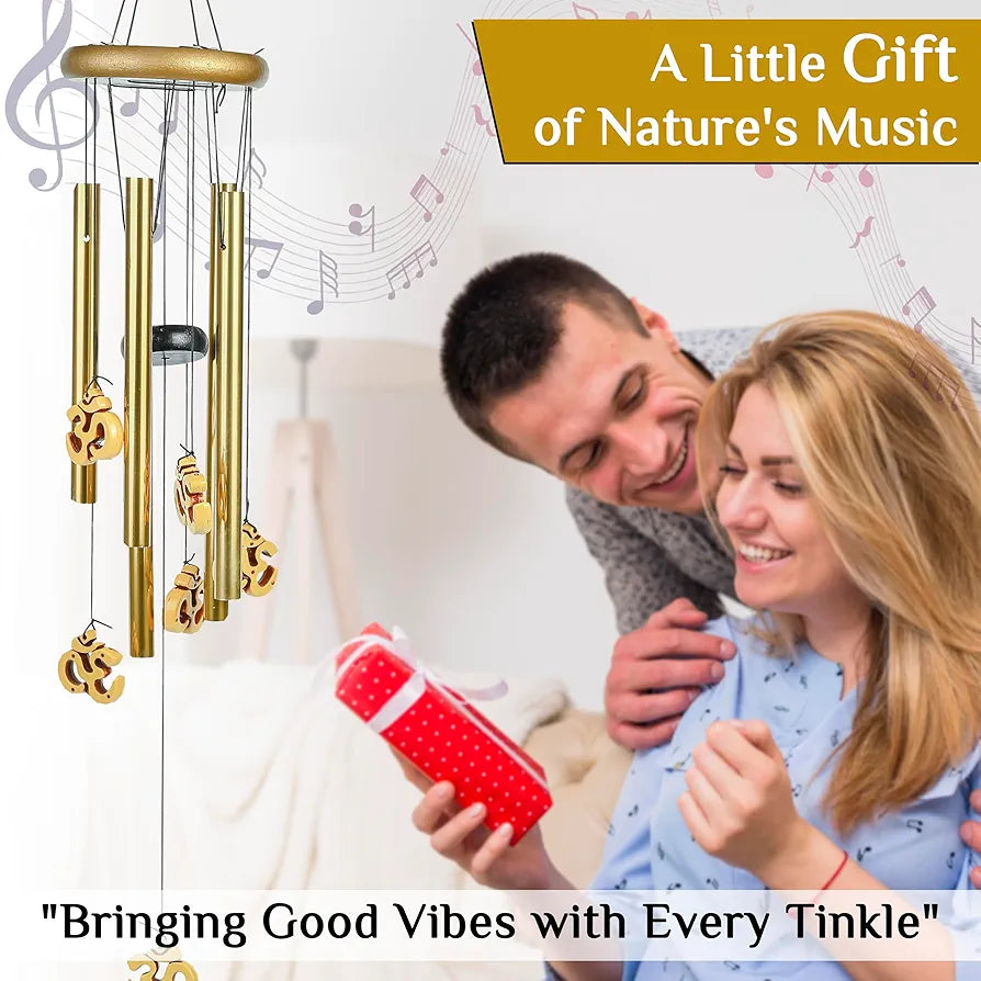 Wind Chimes for Balcony Stylish Hanging Bells Om 5-Pipe Wind Chime -012