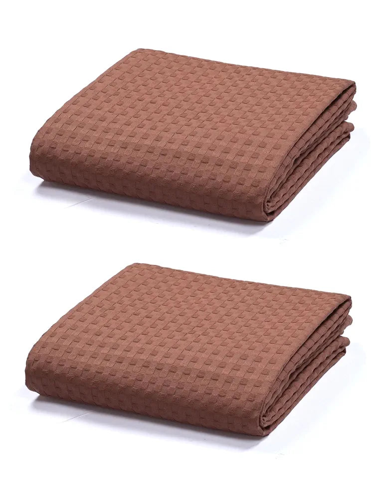 Saral Home Brown 100% Cotton Unique Waffle Design Throw/Sofacover Colour Brown