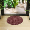 Kuber Industries Round Shape Feather Door Mat Cotton Reversible Small Size Maroon