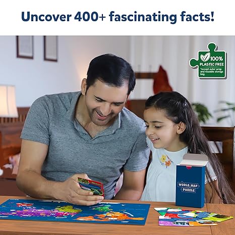 Skillmatics World Map Puzzle Piece Jigsaw Puzzle Educational Toy Geography for Kids