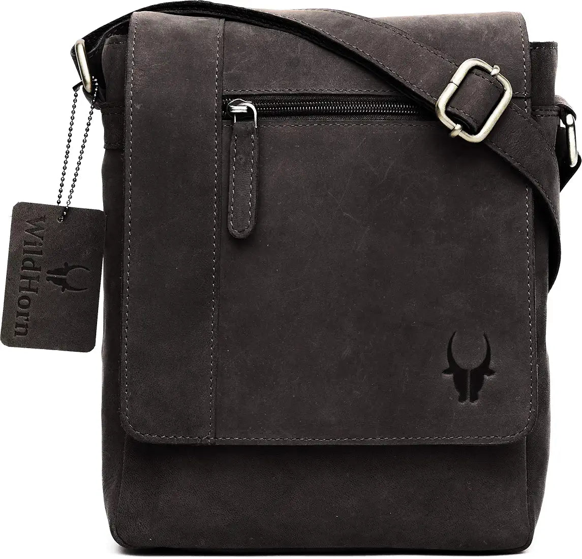 WildHorn� Leather 8.5 inch Sling Messenger Bag for Men I Multipurpose Crossbody Bag I Travel Bag with Adjustable Strap I IDIMENSION: L- 8.5inch H- 10.5inch W- 3inch