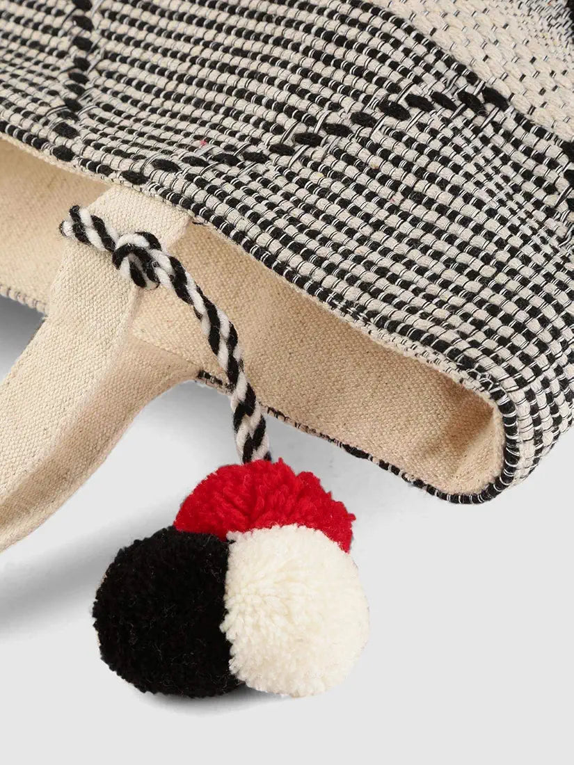 Klondon Alii And Aliizey Tote Bag For Women With Zip Bag Colour Cream Black