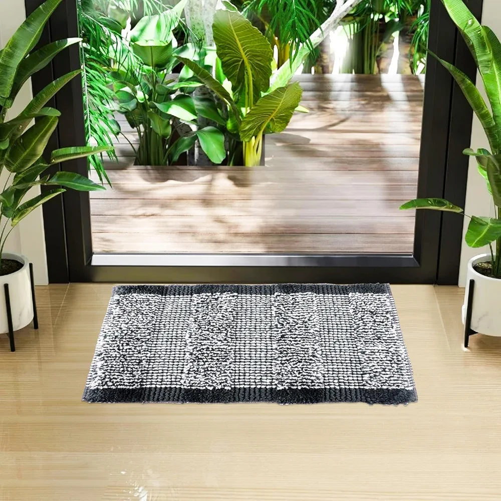 Kuber Industries White Cut Loop Microfiber Entrance Mat Gray Colour