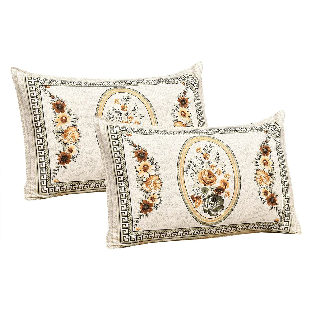 Kuber Industries Double Bedsheet with 2 Pillow Covers 160 TC Premium Cotton Yellow