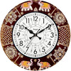 RoyalsCart Ethnic Handcrafted Decorative Analog Wall Clock with Rajasthani Elephant Painting Brown Wooden Clock [KTWC191N] Rajasthani Elephant Painting