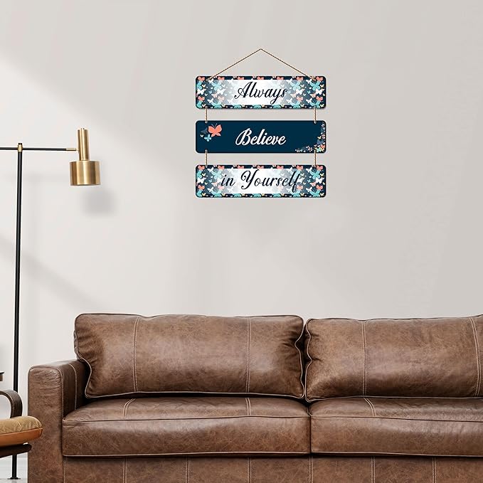 Artvibes Always Believe in Yourself Quote Wooden Wall Hanger for Home Decor | Artwork Ornaments Hanging