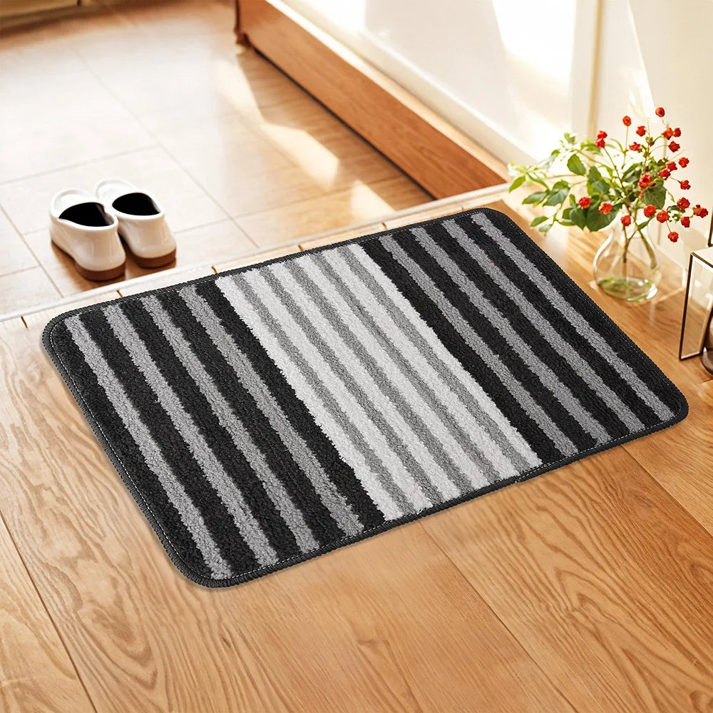 Kuber Industries Anti-Skid Water-Absorbent Door Mats for Home Pearl Lining Grey