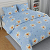 Huesland by Ahmedabad Cotton 186 TC Kids Bedsheet King Size Cotton with 2 Pillow Covers | Powder Blue & White