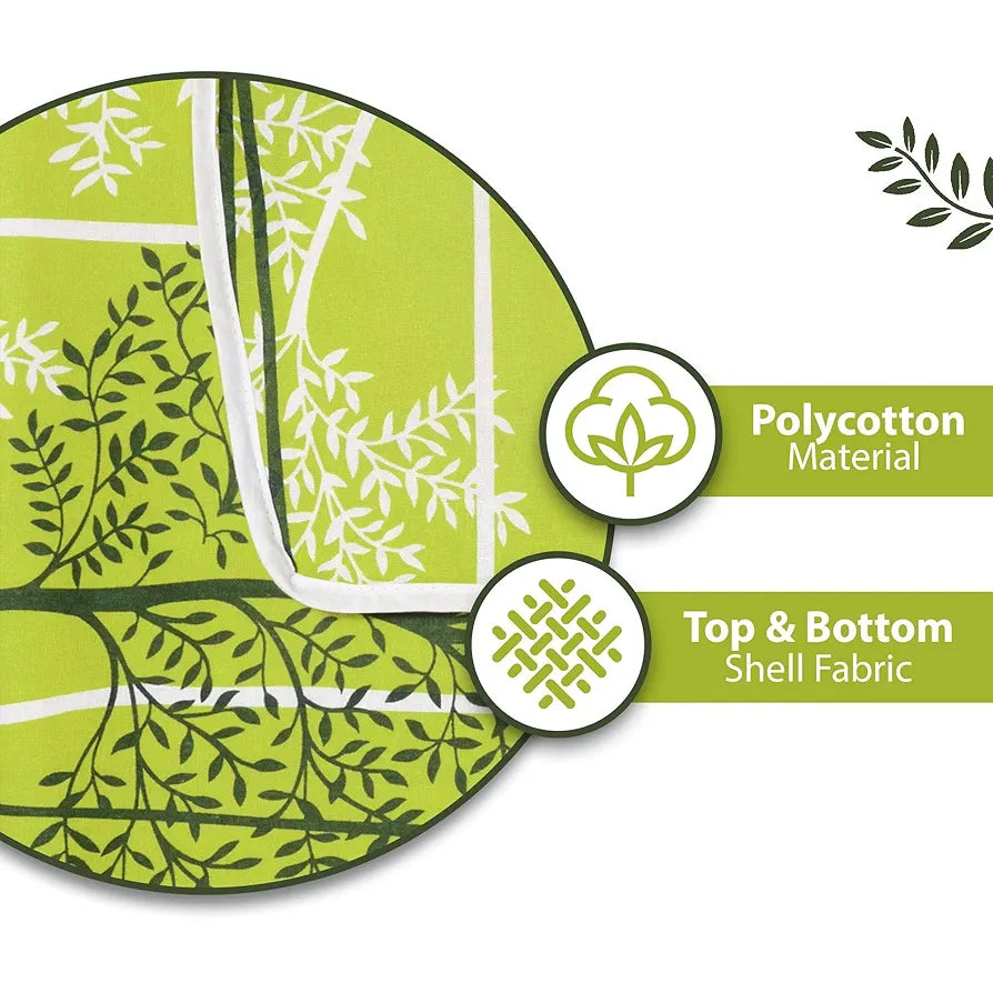 Divine Casa Glace Cotton 120 GSM Reversible Lightweight Printed Single Bed AC Dohar Blanket Quilt Colour Green and Dark Green TC - 120