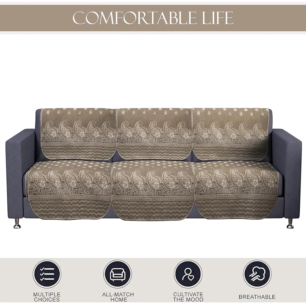 Kuber Industries Set of 6 Durable 3 Seater Sofa Covers Carry Vento Mousse