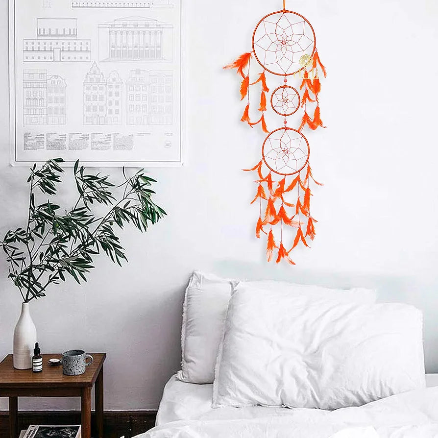 Dreamcatcher Traditional Indian Wall Art for Bedrooms Orange