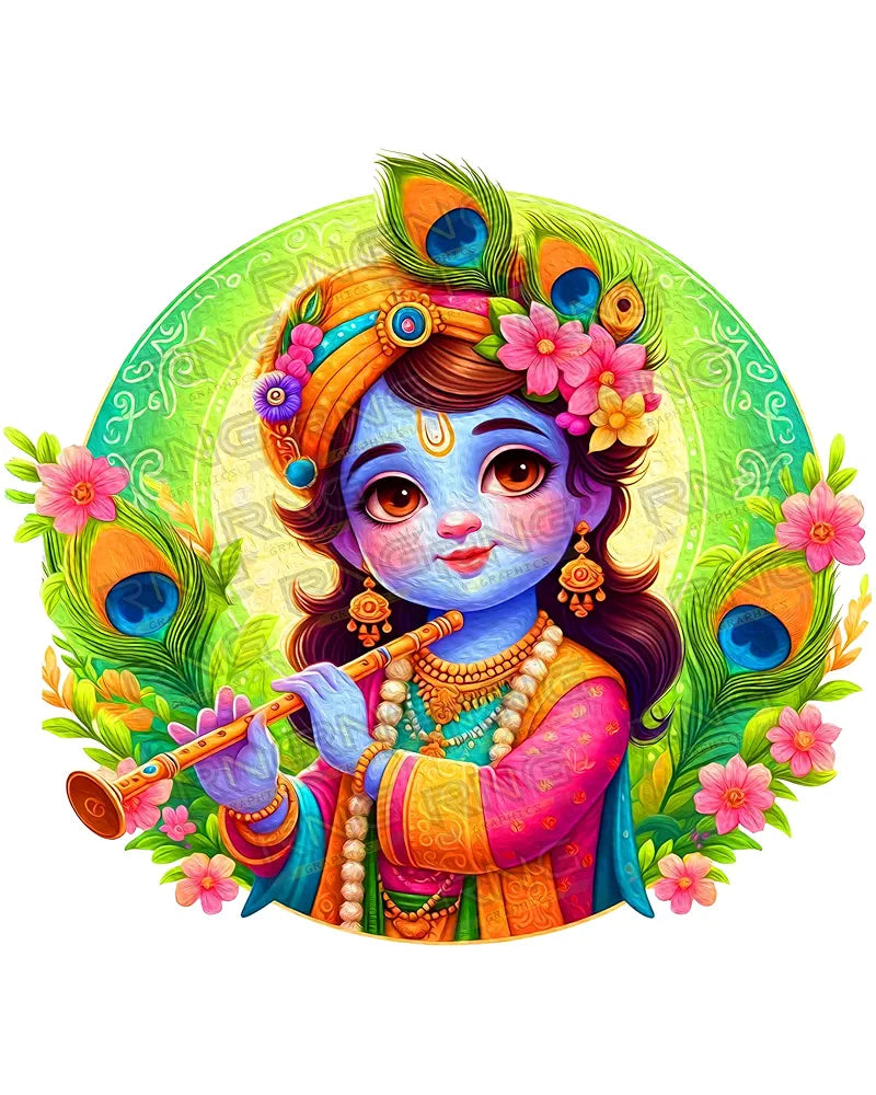 Rng Graphics Pvc Vinyl Krishna Wall Stickers Multicolor 49 Cm X 45cm DW-146L