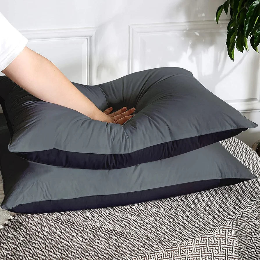 Cloth Fusion Premium Microfiber Soft Pillow Set of 2 Standard Size Black & Grey
