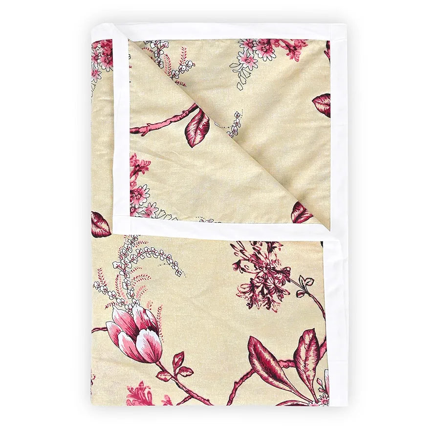 Divine Casa Floret 100% Cotton Double Dohar 120 GSM Soft & Lightweight Throw Blanket Colour Summer Fern