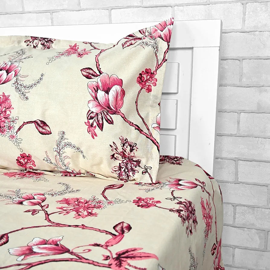 Divine Casa 144 TC 100% Cotton Bedsheet for Single Bed with 1 Pillow Cover Colour Sky Blue Mist