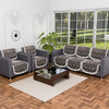 Kuber Industries Set of 10 Anti-Skid Sofa Cover 5-Seater Arabica Look Brown & Golden Foil