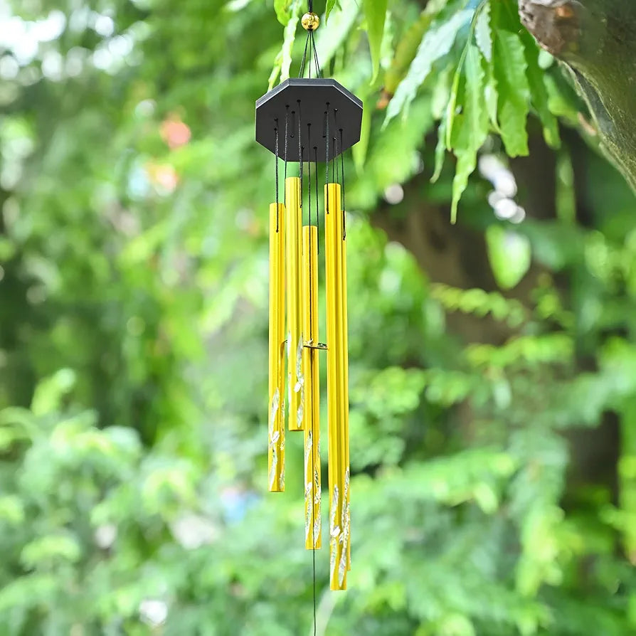 Wind Chimes Hanging Bells and Showpieces Golden 5-Pipe Wind Chime -003