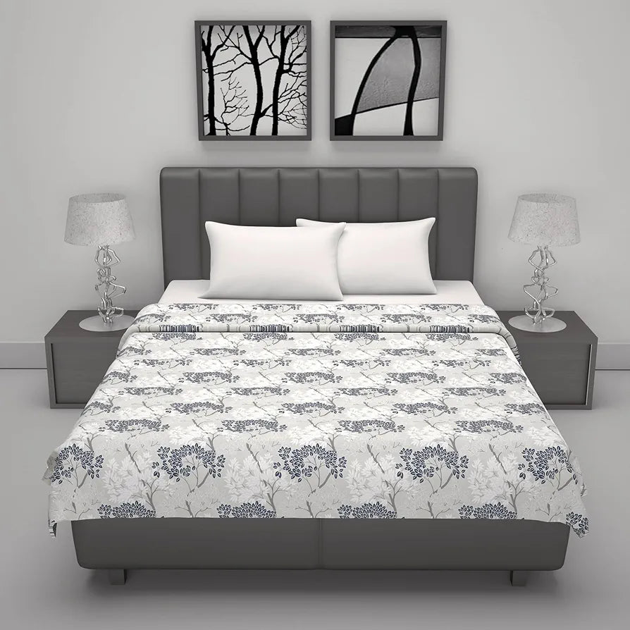 Divine Casa 100% Cotton Double Bed Dohar Lightweight & Ultra-Soft AC Blanket Colour Greyish Blue